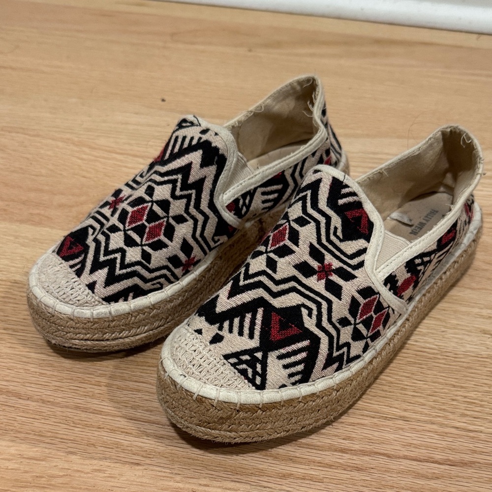 Patterned Espadrille Slip-On Shoes